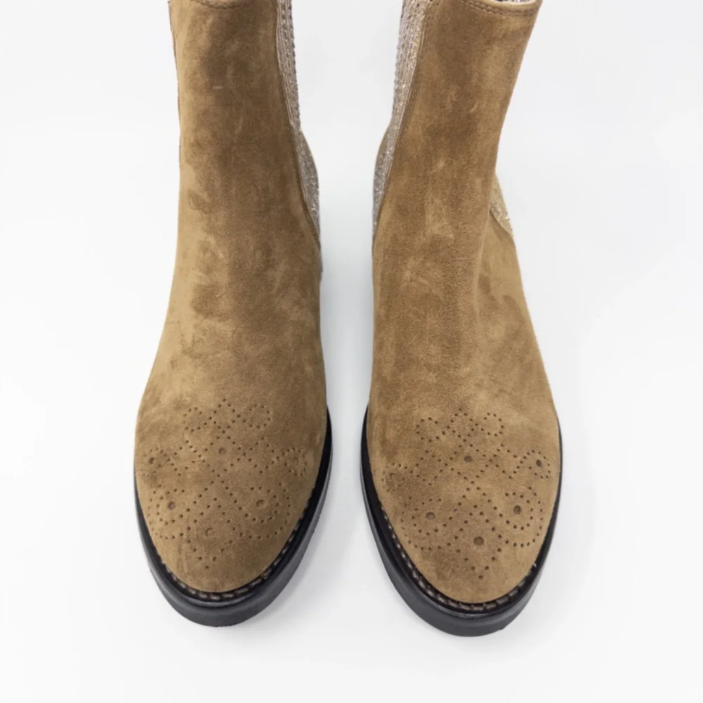 The Office of Angela Scott Ms. Kate Rustic Cedar Suede Sparkle Stretch 37.5 - Picture 4 of 8